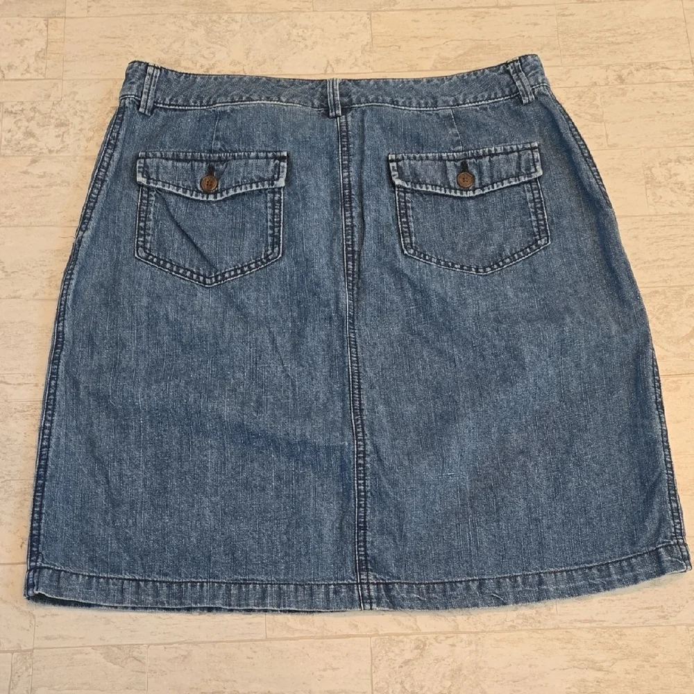 L.L. Bean Linen Blend Blue Denim Skirt Casual Women's Skirt Size 12 20% Linen - Picture 6 of 6